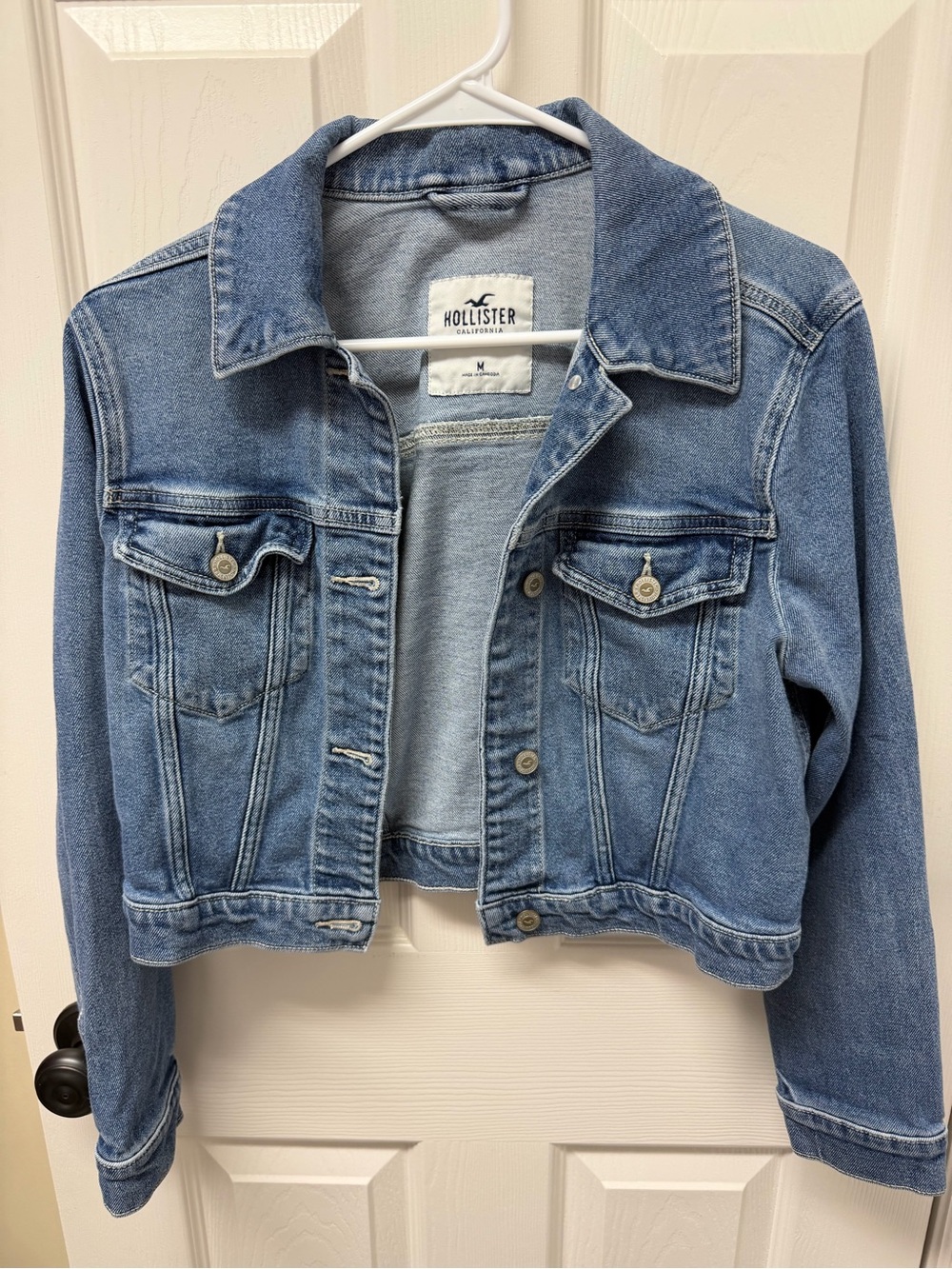 Hollister Classic Light Blue Cropped Denim Jacket